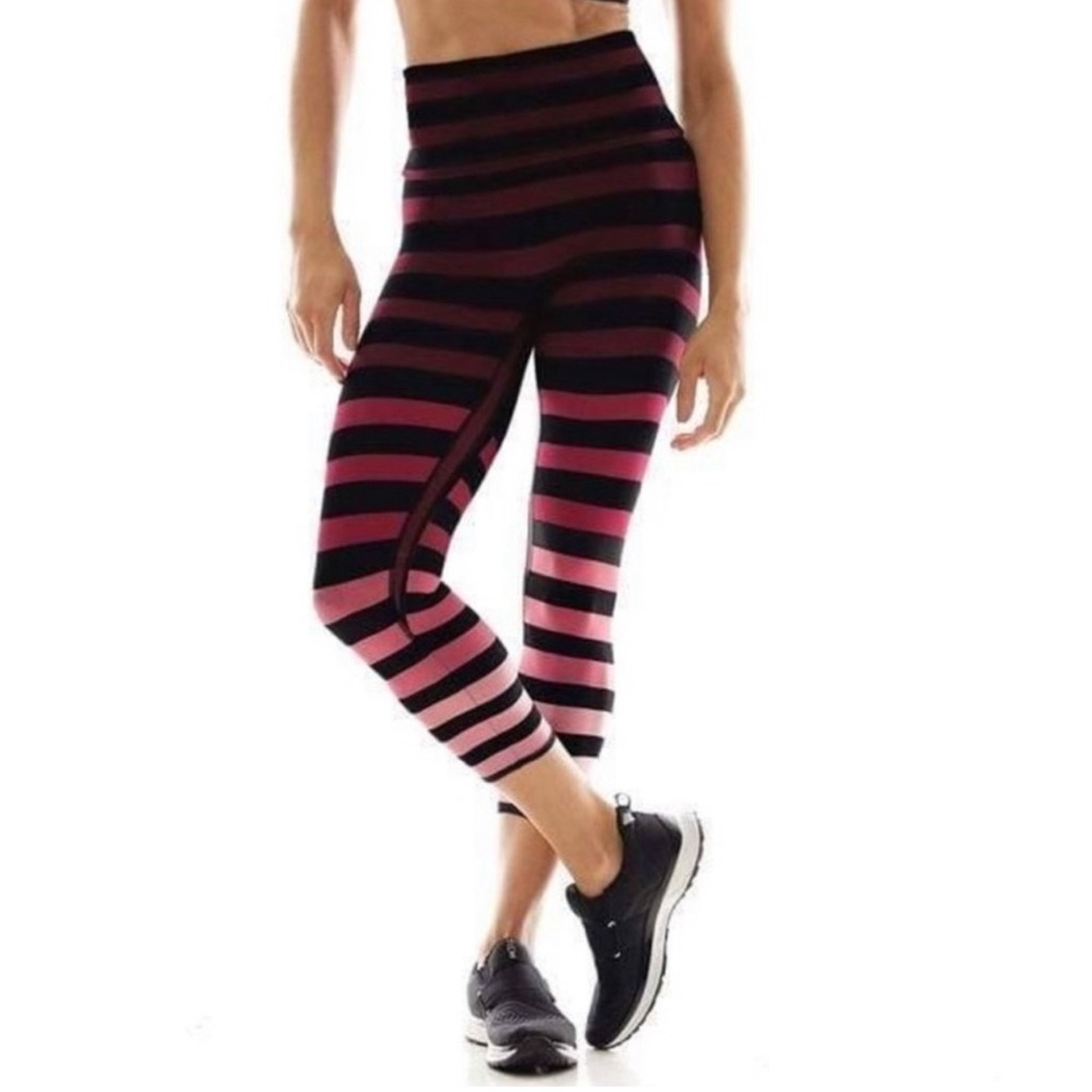 K-DEER Cathy Signature Stripe Capri Length High Rise Ombre Leggings Size L